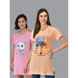 Christy World Pack Of 2 Graphic Printed Longline T-shirts-picture-15