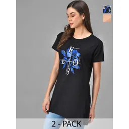 Christy World Pack Of 2 Printed Longline Lounge Tshirts-picture-41