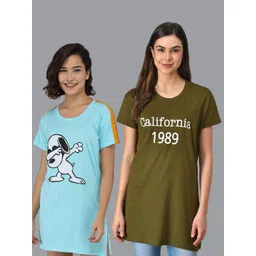 Christy World Pack Of 2 Typography Printed Longline T-shirts-picture-10