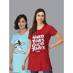 Christy World Pack Of 2 Typography Printed Longline T-shirts-picture-21