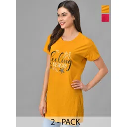 Christy World Pack of 2 Typography Printed Nightdress-picture-39