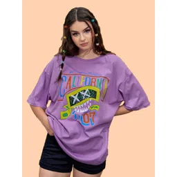 Christy World Women Graphic Printed Round Neck Oversized T-shirt-picture-30