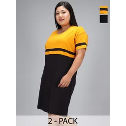 Christy World Women Pack Of 2 Colourblocked T-shirt-picture-28