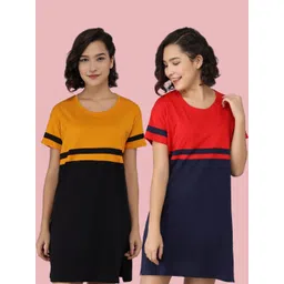 Christy World Women Pack of 2 Colourblocked T-shirt-picture-30