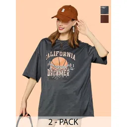 Christy World Women Pack Of 2 Cotton Printed T-shirt-picture-17