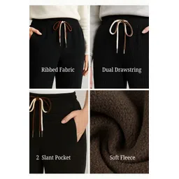 chrome & coral Women Self Design Black Track Pants-picture-28