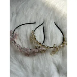 CHRONEX Set Of 2 Embellished Crystal Leaf Beaded Hairbands-picture-11