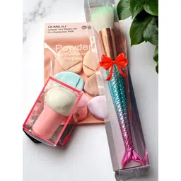 CHRONEX Set Of 8 Mini Powder Puff Sponges, Face Brush & Beauty Blender-picture-29