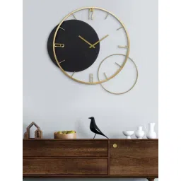 CHRONIKLE Black And Golden Iron Elegant Round Rings Style Analog Wall Clock-picture-26