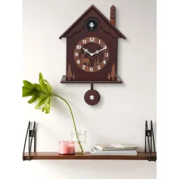 chronikle Seiko Rosewood Wooden Non Ticking Silent Analog Hut Shape Cuckoo Wall Clock-picture-37