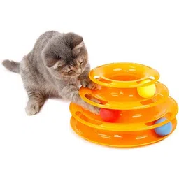 chullbull pet products Chullbull Cat Titan's Tower - Interactive Cat Ball Toy, Exerciser Game, Teaser Plastic Soft Toy For Cat-picture-25