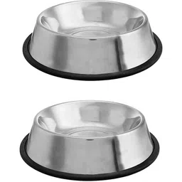 chullbull pet products Pet Feeding Bowls for Dog with Anti Skid 2 Pack Silver Plated, Stainless Steel Pet Bowl-picture-24