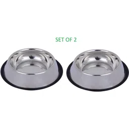 chullbull pet products Stainless Steel Anti Skid Dog and Cat Bowls- Set of 2 Stainless Steel Pet Bowl-picture-27