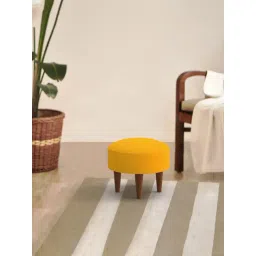 Chumbak Begum Sahara Solid Mustard Yellow Wood Foot Rest Ottoman-picture-11
