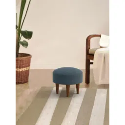 Chumbak Begum Sailor Solid Blue Wood Foot Rest Ottoman-picture-28