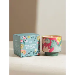 Chumbak Blue & Pink Small Ceramic White Lily Scented Jar Candle-picture-36