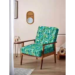 Chumbak Green Tropical Printed Memsaab Wooden Arm Chair-picture-12