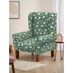 Chumbak Marigold Green & White Spring Begum Wing Chair-picture-21