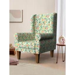 Chumbak Monkies and Bloom Paisley Blue Sheesham Wood Begum Wing Chair-picture-10