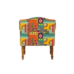Chumbak Nawaab Swirls Ikat Red Wood Arm Chair image 4