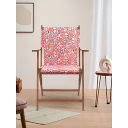 Chumbak Peach-Colored & Orange Earthy Florals Bistro Folding Chair-picture-26