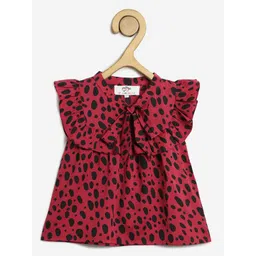 Chuppan chupai Girls Printed Tie-Up Neck Ruffles Top-picture-57