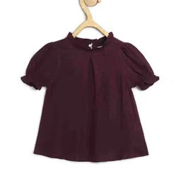 Chuppan Chupai     Puff Sleeves Solid  Top - Wine-picture-11