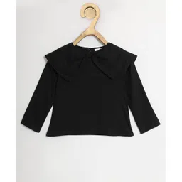 Chuppan Chupai Rayon Woven Full Sleeves Solid Peter Pan Collared Top - Black-picture-36