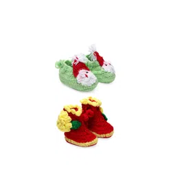 CHUTPUT Infants Kids Set Of 2 Hand Knitted Crochet Pure Wool Booties-picture-27
