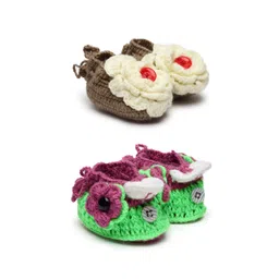 CHUTPUT Infants Kids Set Of 2 Hand Knitted Crochet Pure Wool Booties-picture-37