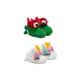 CHUTPUT Infants Kids Set Of 2 Hand Knitted Crochet Pure Wool Booties-picture-24