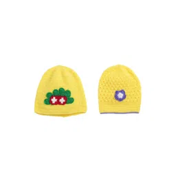 CHUTPUT Kids Pack Of 3 Yellow Hand knitted Crochet Woolen Beanie-picture-35