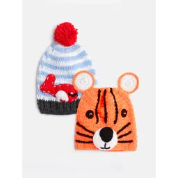 CHUTPUT Kids Set of 2 Blue & Orange Crochet Beanie-picture-53