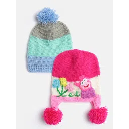 CHUTPUT Kids Set of 2 Blue & Pink Crochet Beanie-picture-17