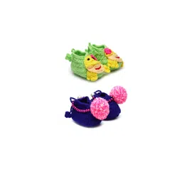 CHUTPUT Kids Set of 2 Multi Hand knitted Crochet Booties Set-picture-25