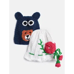 CHUTPUT Kids Set of 2 Navy Blue & White Crochet Beanie-picture-22