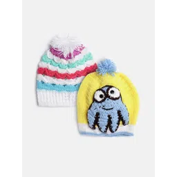 CHUTPUT Kids Set of 2 White & Yellow Crochet Beanie-picture-25
