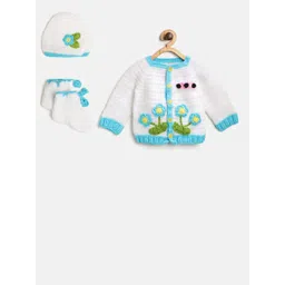 CHUTPUT Kids White & Blue Solid Cardigan with Applique Detail-picture-46