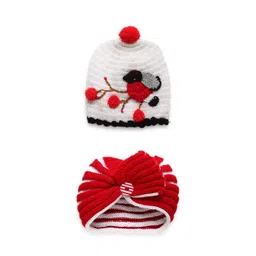 CHUTPUT Kids White & Red Set of 2 Beanie-picture-56