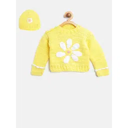 CHUTPUT Kids Yellow & White Applique Detail Pullover with Beanie-picture-34