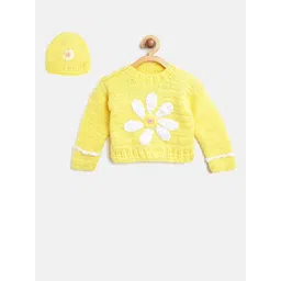 CHUTPUT Kids Yellow & White Floral Pullover with Beanie-picture-33