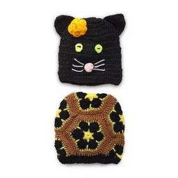 CHUTPUT Unisex Kids Black & Brown Embroidered Beanie-picture-13