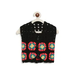 CHUTPUT Unisex Kids Black & Coral Cardigan-picture-31