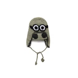 CHUTPUT Unisex Kids Grey & Orange Colourblocked Beanie image 2