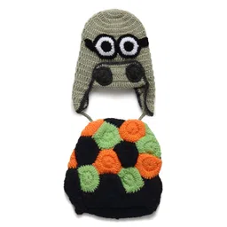CHUTPUT Unisex Kids Grey & White Embroidered Crochet Beanie-picture-15