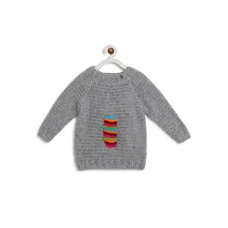 CHUTPUT Unisex Kids Grey Hand knitted Crochet Wool Sweater-picture-11