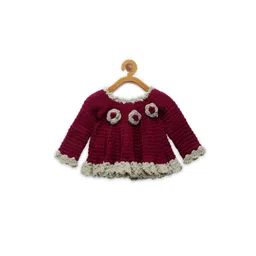 CHUTPUT Unisex Kids Maroon & Grey Cable Knit Pullover with Applique Detail-picture-16