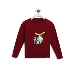 CHUTPUT Unisex Kids Maroon & Yellow Embroidered Pullover-picture-14