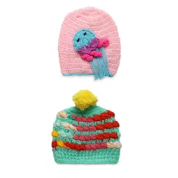 CHUTPUT Unisex Kids Multicoloured Pack of 2 Beanies-picture-24