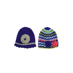 CHUTPUT Unisex Kids Pack Of 2 Blue Self Design Beanie-picture-22